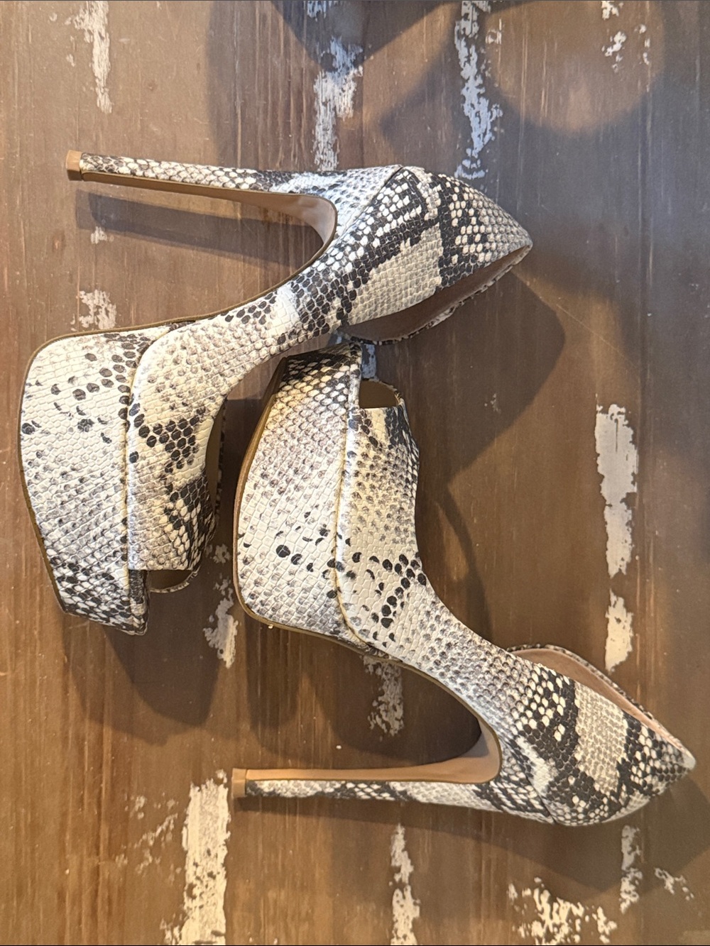 Steve Madden Dynamic Snakeskin Platform Peep Toe Heels 8.5 Y2K - Picture 7 of 10
